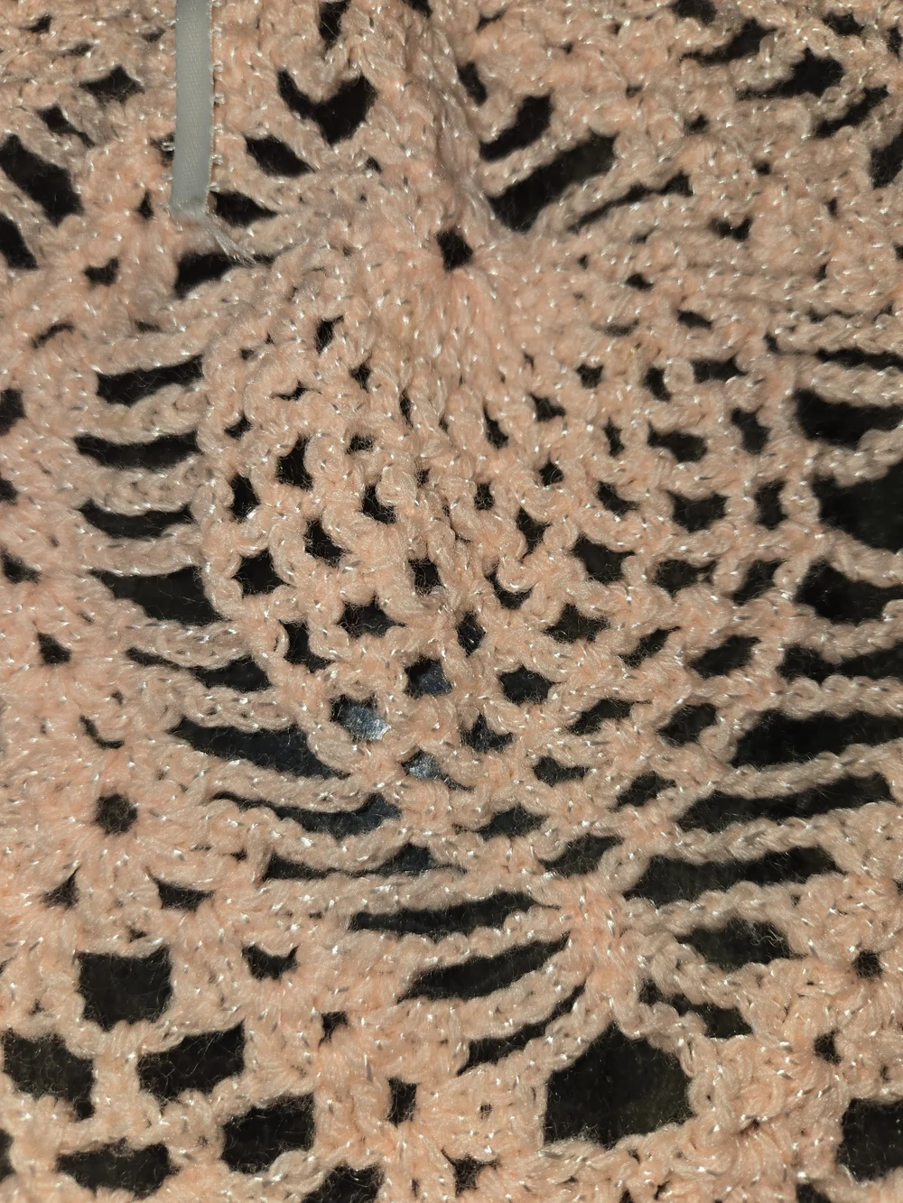 Handmade Peach Crochet Baby Dress with Ribbon Detail